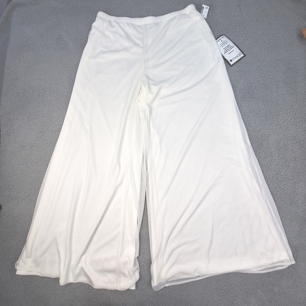 MSK Wide Leg Pants Womens XL Cream Mesh Overlay Dressy Palazzo‎ Flowy NWT